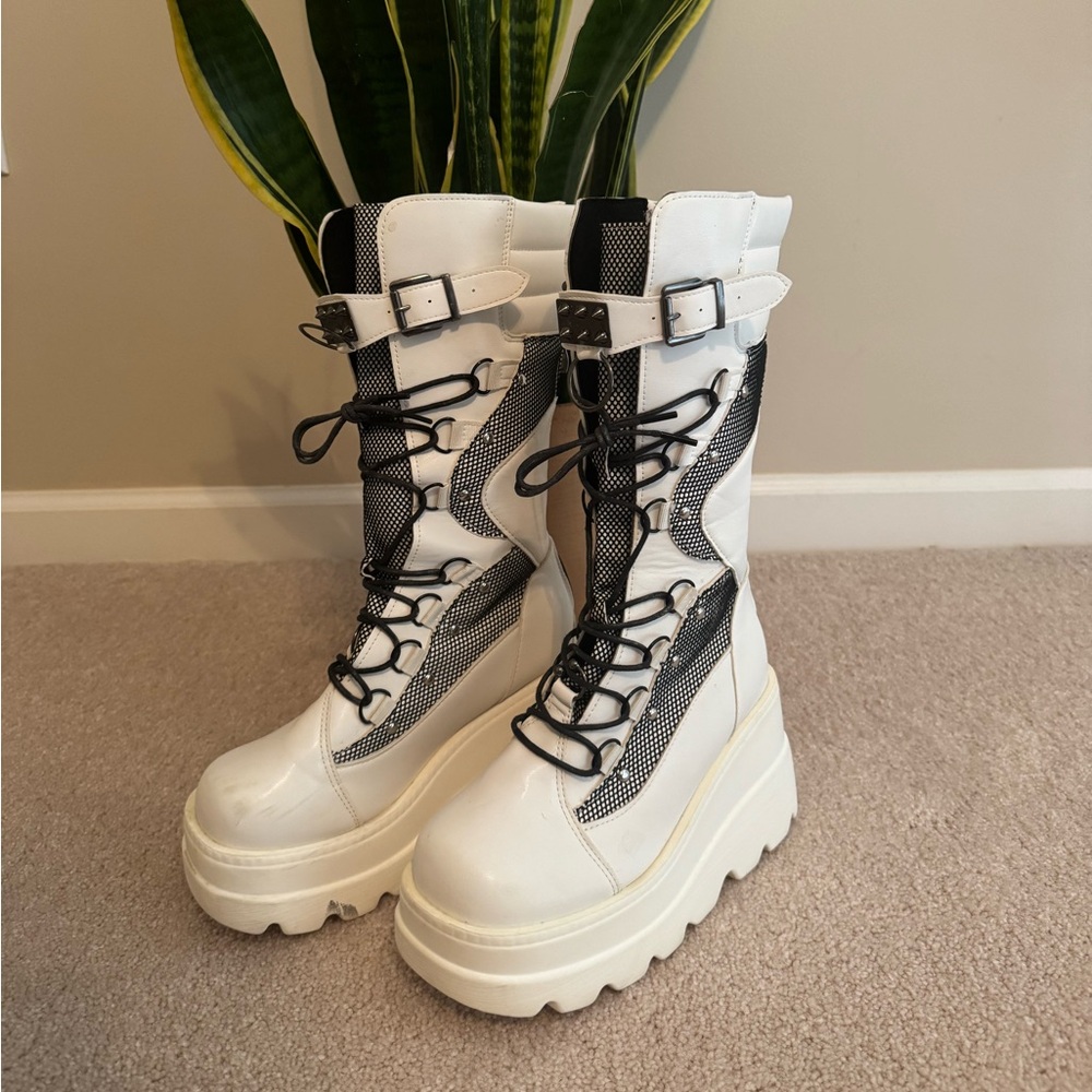 White Platform Festival Boots